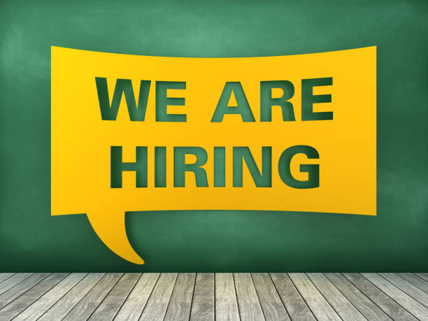 istock Speech Bubble with WE ARE HIRING Phrase on Chalkboard - 3D Rendering 1218540892