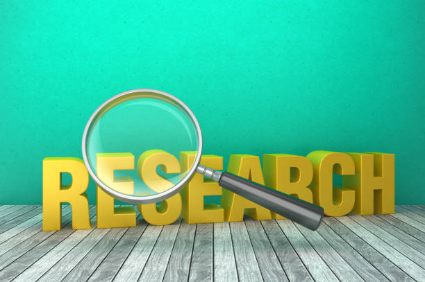 istock 3D Word RESEARCH with Magnifying Glass - 3D Rendering 1218541064