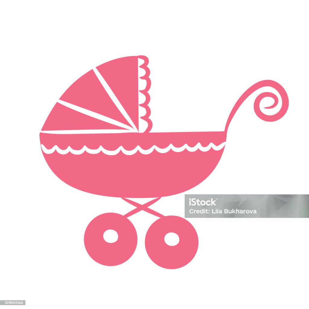 Baby Prem Vector Pink Baby Pram Stock Illustration - Download Image Now - Baby Carriage ...