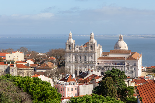 Beautiful view of Monastery of St. Vincent Outside the Walls (Igreja de São Vicente de Fora) Lisbon, Portugal