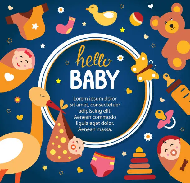 Vector illustration of Hello baby background