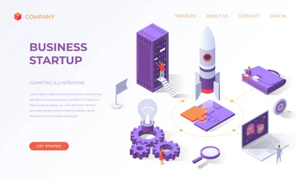 Vector illustration of Landing page for business startup