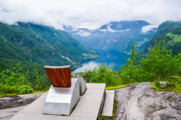 Photo of Queen Sony Chair on the Flydalsjuvet Viewpoint. Norway.