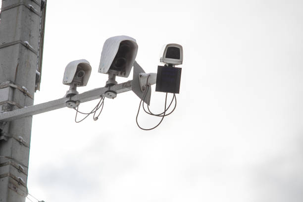 istock Radar speed control camera on the road 1218547296