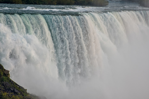 Close-up of the US waterfall side. Concept of nature. Niagara Falls, Canada. United States of America