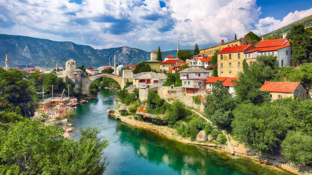 istock Fantastic Skyline of Mostar with the Mostar Bridge 1218551348