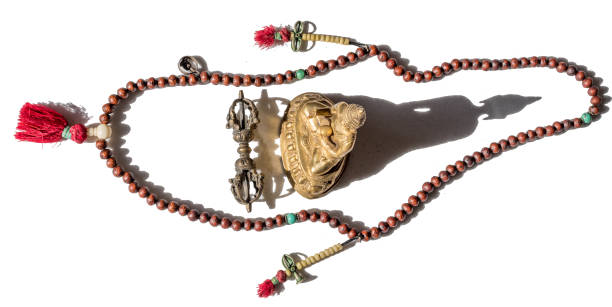 istock Antique Tibetan Buddhist Prayer Beads on White Background 1218551717