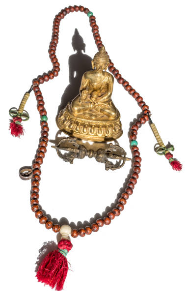 istock Antique Tibetan Buddhist Prayer Beads on White Background 1218553020