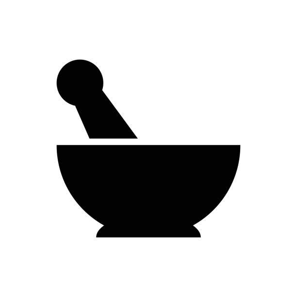 Mortar medicine icon Mortar medicine icon mortar and pestle stock illustrations