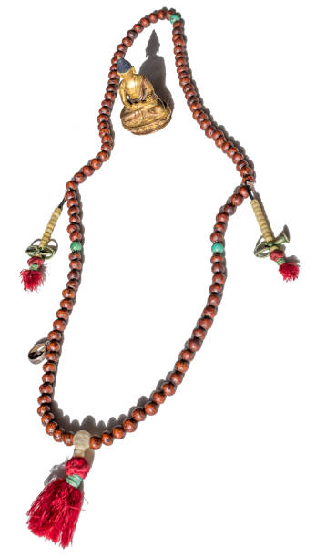 istock Antique Tibetan Buddhist Prayer Beads on White Background 1218557343