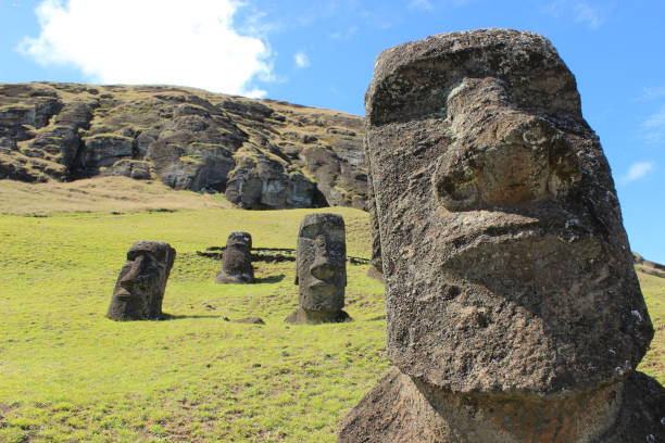 istock Moai statues close up in Rano Raraku park. Easter Island 1218560258