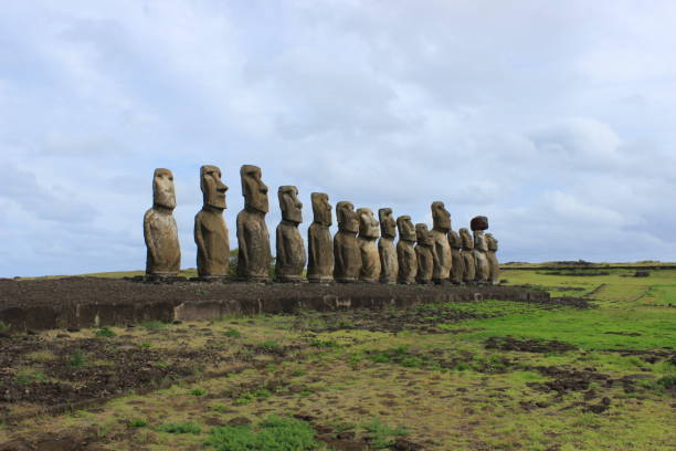 istock Wide shot of Moai Statues. Easter Island 1218561224