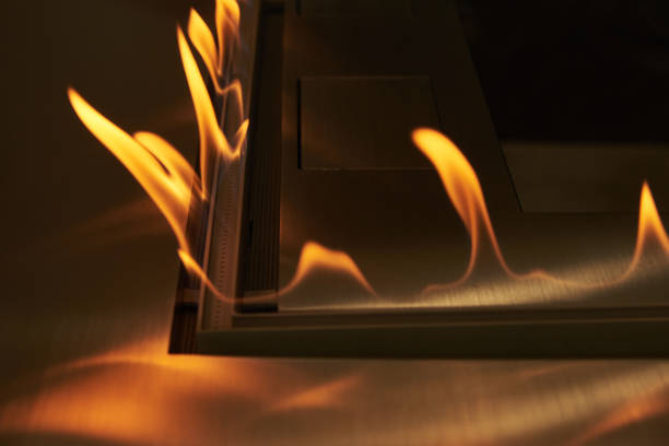 istock Gas burns in a decorative gas burner. Background 1218562284