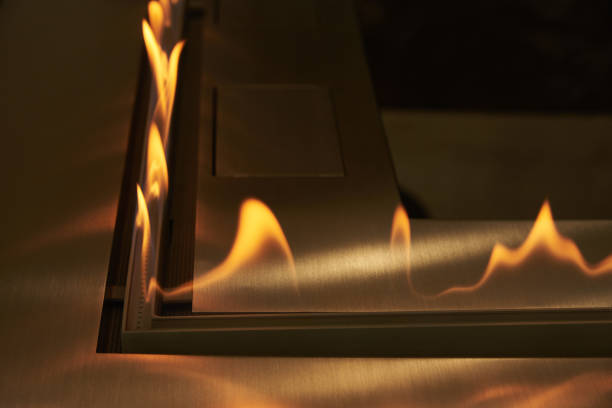 istock Gas burns in a decorative gas burner. Background 1218562285