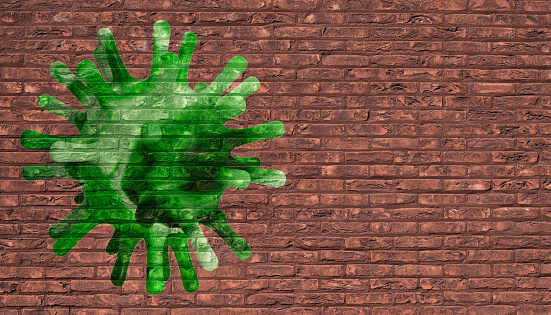 graffiti virus brick wall contagious epidemic pandemic viral coronavirus covid-19 3D