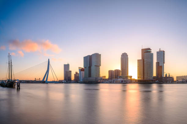 rotterdam, niederlande skyline - rotterdam stock-fotos und bilder