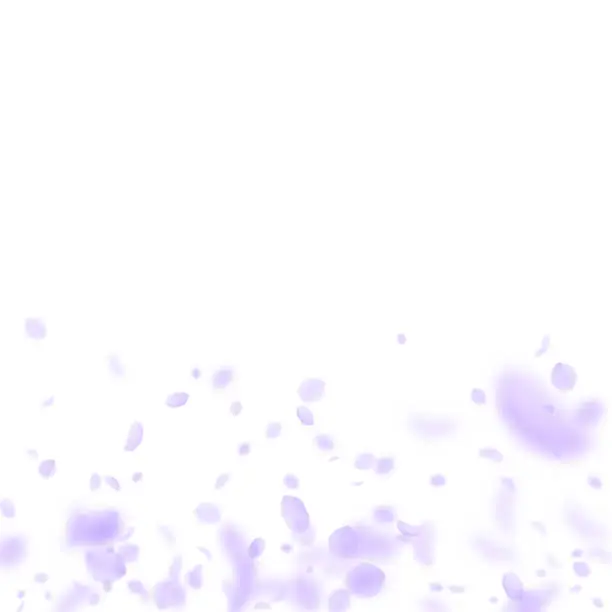 Vector illustration of Violet flower petals falling down. Likable romanti