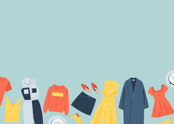 Different Clothes On A Green Background Sale Banner Stock Illustration -  Download Image Now - iStock
