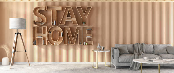 istock Pandemic Concept Stay Home Book Shelf with Cozy Interior 1218576562