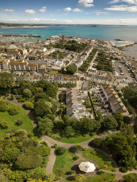 istock Aerial panorama of Penzance, Cornwall, England 1218578009