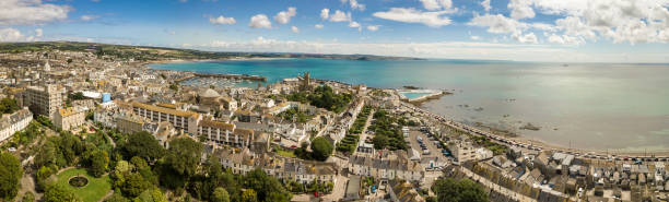 panorama lotnicza penzance, kornwalia, anglia - penzance zdjęcia i obrazy z banku zdjęć