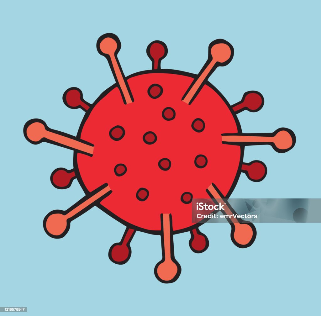 Vẽ Tay Vector Minh Họa Virus Corona Vũ Hán Covid19 Màu Đỏ Trên Nền ...