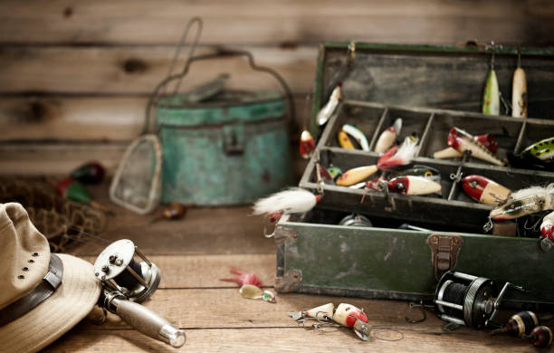 istock Vintage Fishing Tackle Background 1218583940