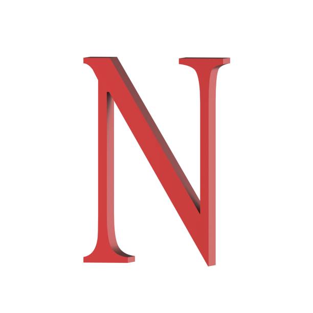 istock 3D rendering red alphabet N isolated on white background 1218585318