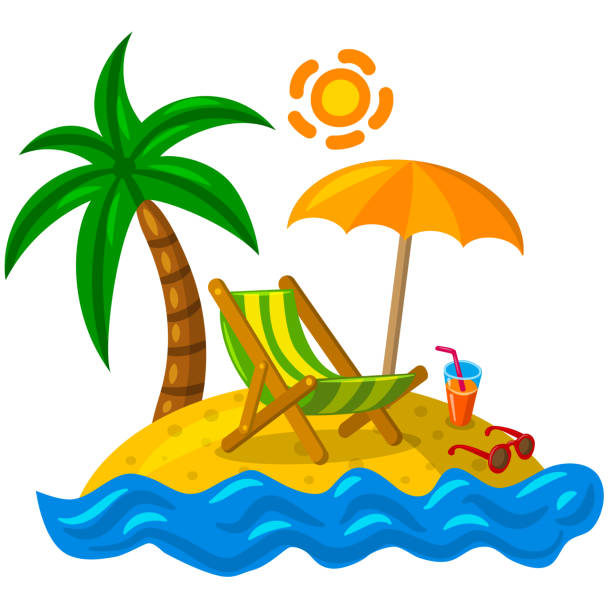 ilustrações, clipart, desenhos animados e ícones de praia ilha tropical - cruise travel beach bay
