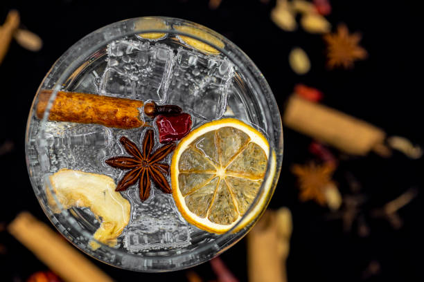 Gin glass goblet with dried botanicals