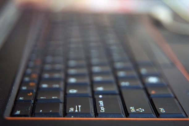 istock Black and white focus on windows keyboard . Notebook keyboard . Close-up Laptop Keyboard focus Some keyboard characters . 1218585778