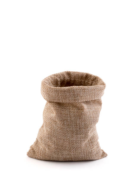 istock Empty linen sack isolated on white background with clipping path 1218587057