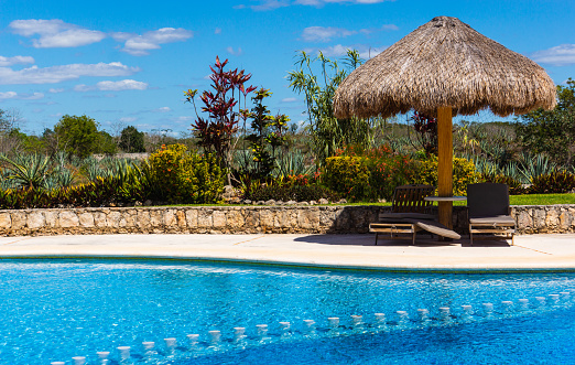 pool scene  at hotel on a sisal agave plantation