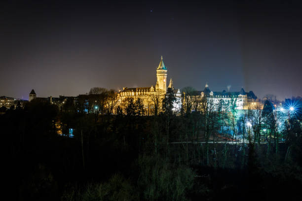 Petrusse valley in the night, Luxembourg, Europe Petrusse valley in the night, Luxembourg, Europe petrusse stock pictures, royalty-free photos & images