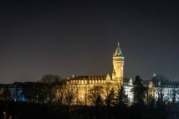 Petrusse valley in the night, Luxembourg, Europe Petrusse valley in the night, Luxembourg, Europe petrusse stock pictures, royalty-free photos & images