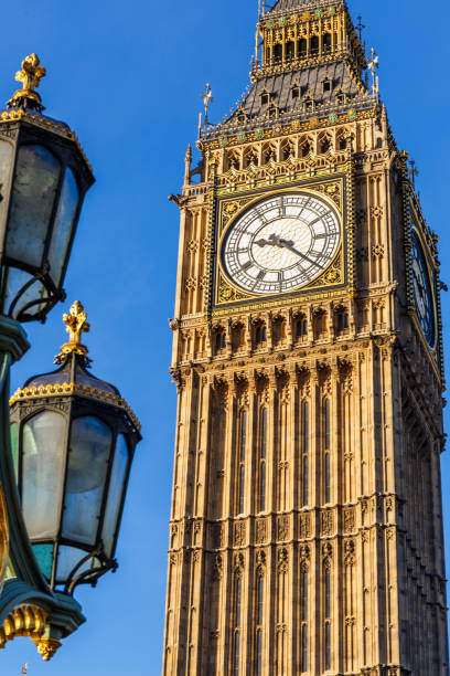 istock Big ben clock tower in winter sunny morning, London 1218591879