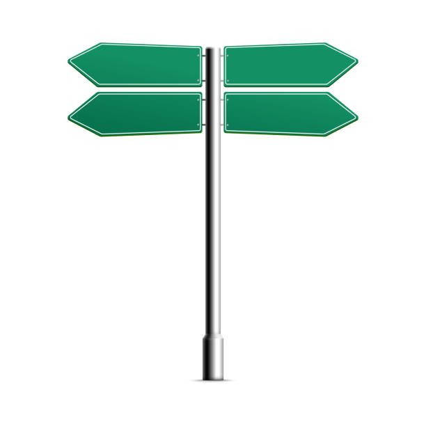 istock Crossroad signpost direction arrow realistic vector mockup illustration isolated. 1218593481
