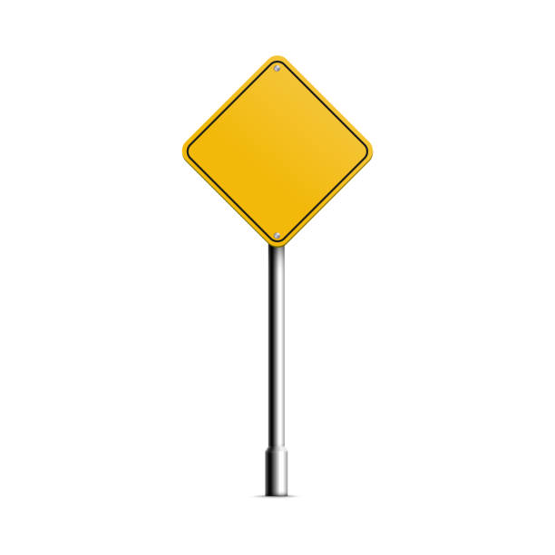 istock Mockup of yellow rhombus road signboard realistic vector illustration isolated. 1218593577