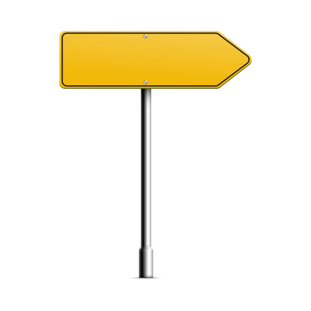 istock Realistic yellow road sign in arrow shape - blank mockup 1218593578