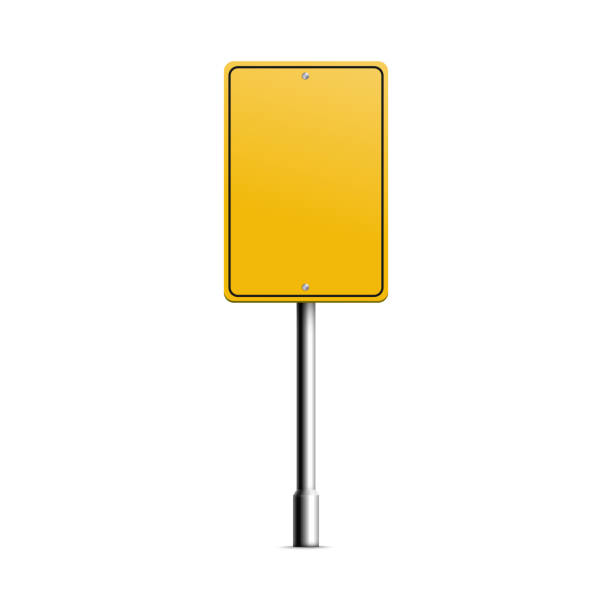 istock Yellow rectangle road sign mockup for street direction information 1218593583