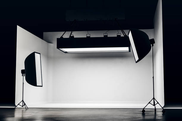 istock Modern photo studio with professional lighting equipment 1218593659