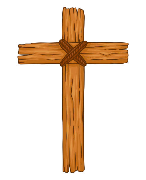 Rustic Wooden Christian Cross Stock Illustration - Download Image Now -  Religious Cross, Wood - Material, Drawing - Art Product - iStock
