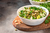 Salad with mung bean, parsley and cucumber