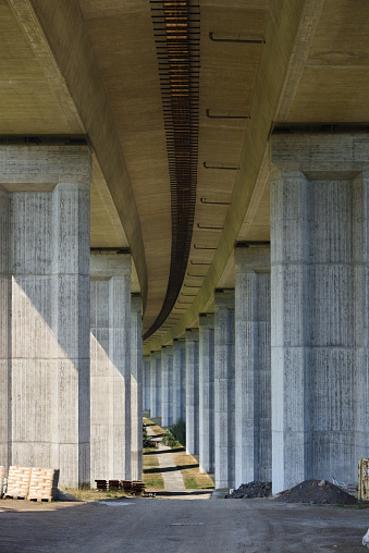 architectural columns under a  german highway bridge near to Bayreuth