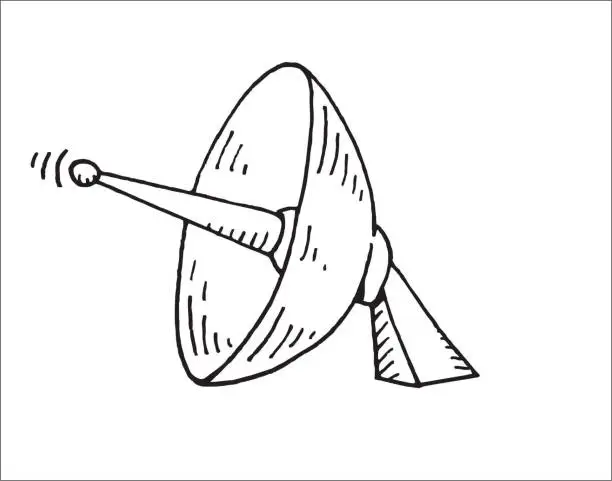 Vector illustration of Hand drawn satelitte antenna