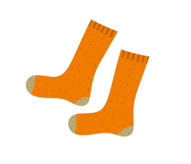 orange socken cartoon illustration - strümpfe stock-grafiken, -clipart, -cartoons und -symbole