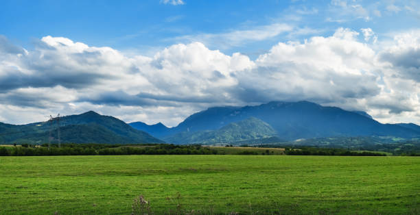 istock Romanian natural landscape, green field in Suceava 1218604679