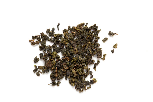 Chinese milk oolong tea  on a white background
