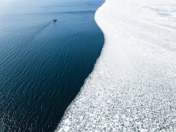 Photo of Drone filming the melting of winter ice in Lake Ontario, Canada