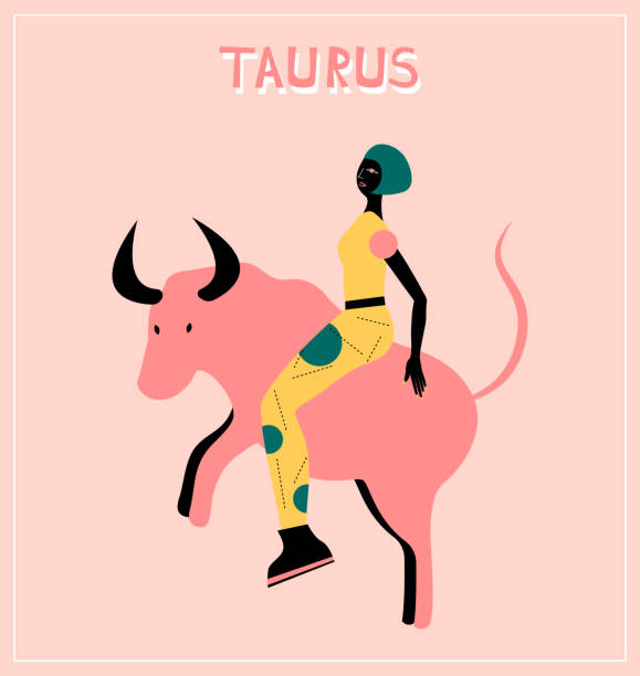 ilustracja z taurus- astrologiczny znak zodiaku. - ox tail stock illustrations